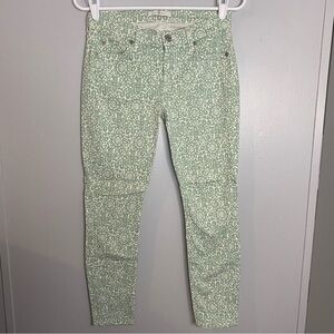 7 For All Mankind Floral Mint Green Straight Leg Pants Size 27